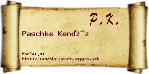 Paschke Kenéz névjegykártya